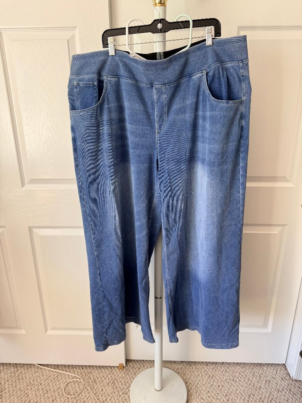 Halara Blue Stretch Waist Wide Leg Denim-Look Pants 3X Regular